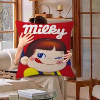 M-Mil-Ky W-Way P-Peko-Chan Pillow Gift Home Office Decoration Pillow Bedroom Sofa Car Cushion Coverpillow Case Peach skin 18*18(CM)-1Pcs
