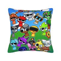 Sprunki Characters Game Pillowcase Polyester Cushion Cover Gift Throw Pillow Case Cover Seater Zippered 40X40Cm Peach skin 18*18(CM)-1Pcs