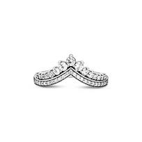 Pandora Y formos senovinio stiliaus žvilgantis 925 svarų sidabro žiedas Moteriški žiedai 197736CZ Box,56 white