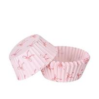 100 vnt. Mini dydžio kepimo puodeliai, kaspinė torto padėkliukas, kepimo įrankis, torto forma, vestuvės, nuotakos vakarėliai 100Pcs  Pink Bow