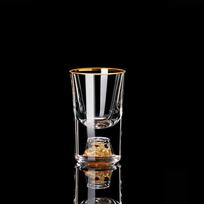 10ML Luxury Crystal Glass Vodka Glass Sake Shochu Glass Bar Liqueur Double Bottom Gold Foil Glass Tea Cup Hard Liquor Men's Gift
