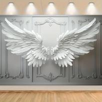 Daugiafunkcinis baltų plunksnų angelo sparnų foninis audinys - poliesterio pluošto sieninė apdaila, tinkama nuotraukų ir vakarėlių dekoravimui 100x150cm gray