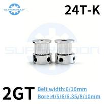 2GT 24 Teeth Synchronous Wheel Bore 4/5/6/6.35/8/10mm For Belt Width 6/10mm  GT2 24 Teeth K-Type Wheel Timing Belt Pulley For belt width 6mm