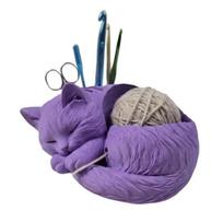 Cat Yarn Bowl for Crocheting And Knitting, Cute Yarn Holder Organizer, Stylish Minimalist Yarn Bowl for Crochet Lovers And Knitters violetinė