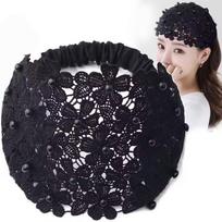 Elegantiškos karoliukų nėrinių galvos juostos moterims plaukų juostoms 1 pc juoda