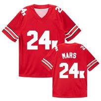Bruno Mars 24K Futbolo Marškinėliai Džersis V formos iškirpte Vasariniai trumpomis rankovėmis T-shirt Streetwear Unisex Laisvalaikio Spausdinti T-shirtai XXS red