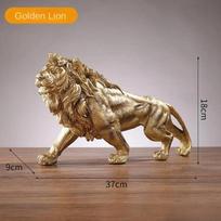 Auksinio liūto karaliaus dervos ornamentas namų biuro darbalaukio gyvūno statulos dekoravimo priedai Svetainės namų dekoravimo ornamentas 37x18x9cm