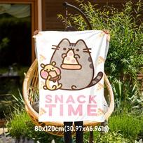 1pc Pusheen Snack Theme Design Flannel Blanket - 3D Printed Soft Warm, All-Season Lightweight Throw for Camping Travel Bed-080735 80x120cm