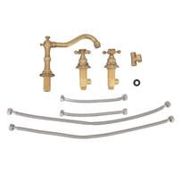 Double Handle Faucet Copper Leakproof Corrosion Resistant Beautiful G1Celsius2 Thread Three Hole Bathroom Basin Faucet beige