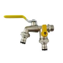 1Pcs 1/2'' 3/4'' Ibc Water Tank Connector Garden Hose Tap Faucet Adapter With 2 Outlets Irrigation Joint Replacement Fitting mėlyna