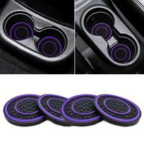 Car Cup Holder Coaster Set, Non-Slip Universal Vehicle Insert for Water Bottles, Trucks, RVs - Black/Red/Blue/White Interior Accessories