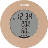 Tanita Digital Temperature and Humidity Meter with Light Brown BR Clock, Desktop, Magnetic, TT-585
