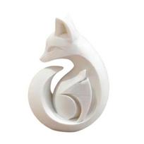 3D Printed Fox Sculpture, Matte White Minimalist Solid Structure Ornament, Stain-Resistant Smooth Surface Compact Art Piece for Housewarming Birthday balta
