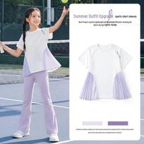 Moonkids Girls' 2026 Summer Short Sleeve Flare Pant Sport Set 120