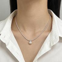 Sterling Silver Princess Diana Style Pearl Pendant Necklace - Elegant and Versatile Clavicle Chain S925 Silver