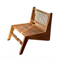 Elm Wood Armchair with Kangaroo Backrest, Solid Wood Accent Chair for Living Room, Zen Meditation Chair for Guesthouse