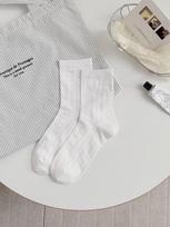 2 Pairs Ladies Korean Style Women White Crew Socks Ballet Style Mesh Socks Breathable Summer Cotton Cute Short Low Tube Socks One Size