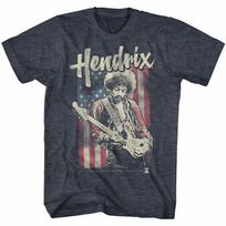 Jimi Hendrix Prie Amerikos Vėliavos Grojantis Gitara Vyriški Marškinėliai Roko Prekės M
