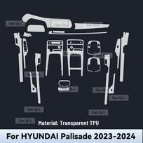 For HYUNDAI PALISADE  2024 TPU Car Navigation Screen Film Gearbox Protective Sticker Anti-scratch Interior Accessories Left rudder driving