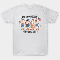 Men Black Print T-shirt Did Someone Say Firecracker Geese No-Cut Transfer Paper Print Cotton Tshirt 2XL balta