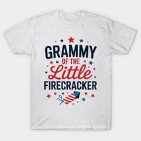 Men Black Print T-shirt Grammy Of The Little Firecracker Fourth Of July Birthday No-Cut Transfer Paper Print Cotton Tshirt XL balta