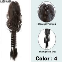 LISI HAIR sintetinė ilgų plaukų pynė surišo uodega garbanotiems plaukams surišimo į uodegą pynė perukas, žnyplių segtukas, uodegos priauginimas 24 colių plaukuku 60cm black