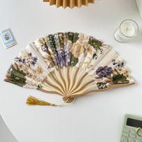 Kinų japonų stiliaus šilko vėduoklė sulankstoma vėduoklė Vestuvių vėduoklė Menas Dovanos Šokių Rankinė Ventilė Vintažinis bambuko sulankstomas rankinis gėlių ventiliatorius auksas