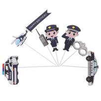Iškirpti animacinių filmų policijos automobilio lėktuvo antrankiai Gimtadienio keksiukų papuošimai white