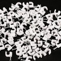 100 vnt. Rg59 Koaksialinio Cat5 Cat6 Kabelio Laido Gnybtai Vinys Apkabos Dirželiai Smeigtukai Balti 6 mm