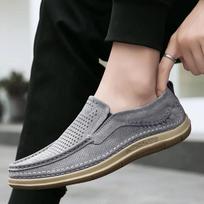 Madingi prabangūs vyriški mokasinai Vasariniai kvėpuojantys odiniai batai su minkštu padu Formalūs biuro batai vyrams Įsispiriami vairavimo laisvalaikio sportbačiai Zapatos 44 pilka