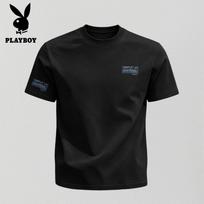 PLAYBOY Men's 2026 Pure Cotton Short Sleeve T-Shirt XL juoda