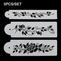 3PCS/SET Hot Decor Lace Fondant Border Cake Stencil Tree Vine Leaves