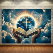 1  Biblija ir Žemė  įkvepiantis atpirkimo plakatas su natūralaus apšvietimo dizainu 180X110 gray