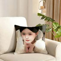 Zhao Lusi Cushion Cover Reversible Plush Pillow Cover Soft Fluffy Home Decor for Sofa Bedroom 30x30cm