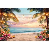 Vasaros Havajų Paplūdimio Fotografijos Fonas Atogrąžų Jūros Gėlės Aloha Luau Vandenyno Šventės Dekoracija Vėliava Vinyl 75X50cm