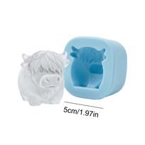 Silicone Ice Cubes Mold Highland Cow Fondant Chocolate Candy Mould Biscuit Cake Candle Craft Baking Mold Decor Pastry Diy Tool