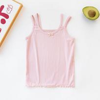 Children's Summer Strappy Tank Top with Sweet Bow - Comfortable Modal Fabric Size 160 rožinė