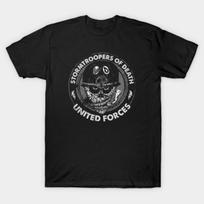 Asian Size Men Black Print T-shirt United Forces No-Cut Print Cotton Tshirt M juoda