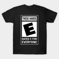 Asian Size Men Black Print T-shirt These Hands Rated E No-Cut Print Cotton Tshirt L juoda