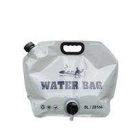 Camping Water Bag 8L with Faucet Collapsible Folding Water Storage Jug Portable Large Capacity for Hiking Fishing Picnic Travel pilka spalva