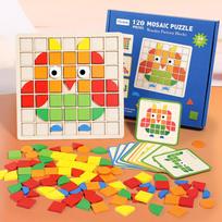 Wooden Children Mosaic 3D Building Block Three-Dimensional Puzzle Children Color Cognition Early Education Puzzle Game red