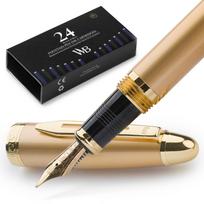 Wordsworth Black Majesti Fountain Pen Luxury 24K Gold 18K Gold Plated Medium Nib Ink Refillable Ink Converter Calligraphy Pen Perfect Business Gift black