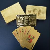 1 vnt. dolerio žaidimo kortų, aukso folijos žaidimo kortos, sidabro folijos žaidimo kortos, auksinis vietinis tironas auksinis pokeris