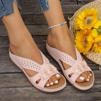 Women's Plus Size Wedge Platform Flip-Flops: Summer 2025 Thick-Soled Roman Sandals for Outdoor Wear 39 balta