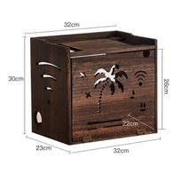 Carbon-Fiber Router Storage Box, TV Wireless Organizer Rack, Desktop Cable Management Shelf, Multi-Outlet Power Cord Organizer