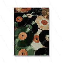 Vinyl Records Poster Print Abstract Mid Century Wall Art Retro Decor Artful Trendy Modern DJ Music Lover Gift Matte Pictures 21X30CMNo Framed
