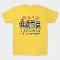 Men Black Print T-shirt Funny Firecracker- Cats No-Cut Transfer Paper Print Cotton Tshirt S geltona