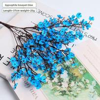 Artificial Silk Flower Bouquet With Gypsophila Paniculata Motif For Event Decoration And Home Ambiance dangaus mėlyna spalva