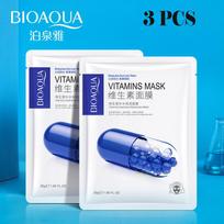 Vitaminų drėkinančių kaukių lapų paketas, skirtas sausumui pagerinti ir švelniai atkurianti veido kaukė 3PCS mėlyna