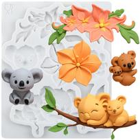Koala Silicone Molds Flower Fondant Mold Cake Decorating Tools Cupcake Topper Chocolate Candy Craft Gum Paste Polymer Clay